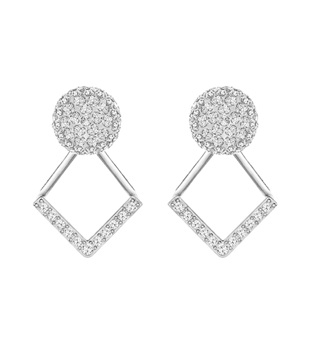 多边形银饰耳环