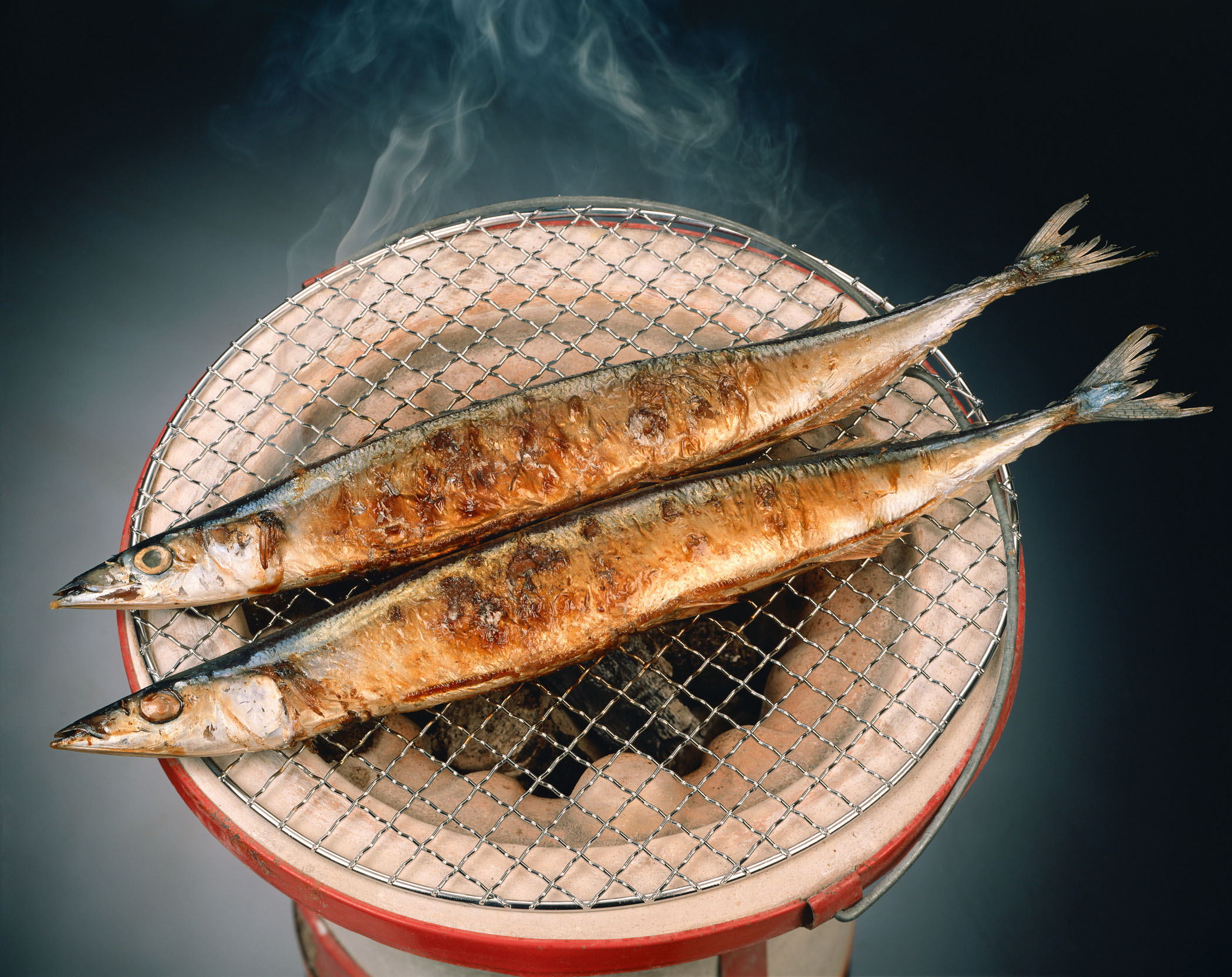 The magician grilled fish to please the taste