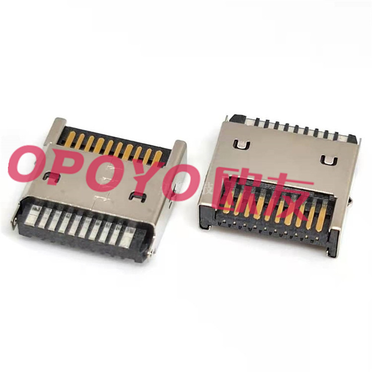 OP-U31TC020200105TEKA USB 3.1 TYPE E KEY A 20PIN焊线公头 180度焊线式 短体L=10.5MM