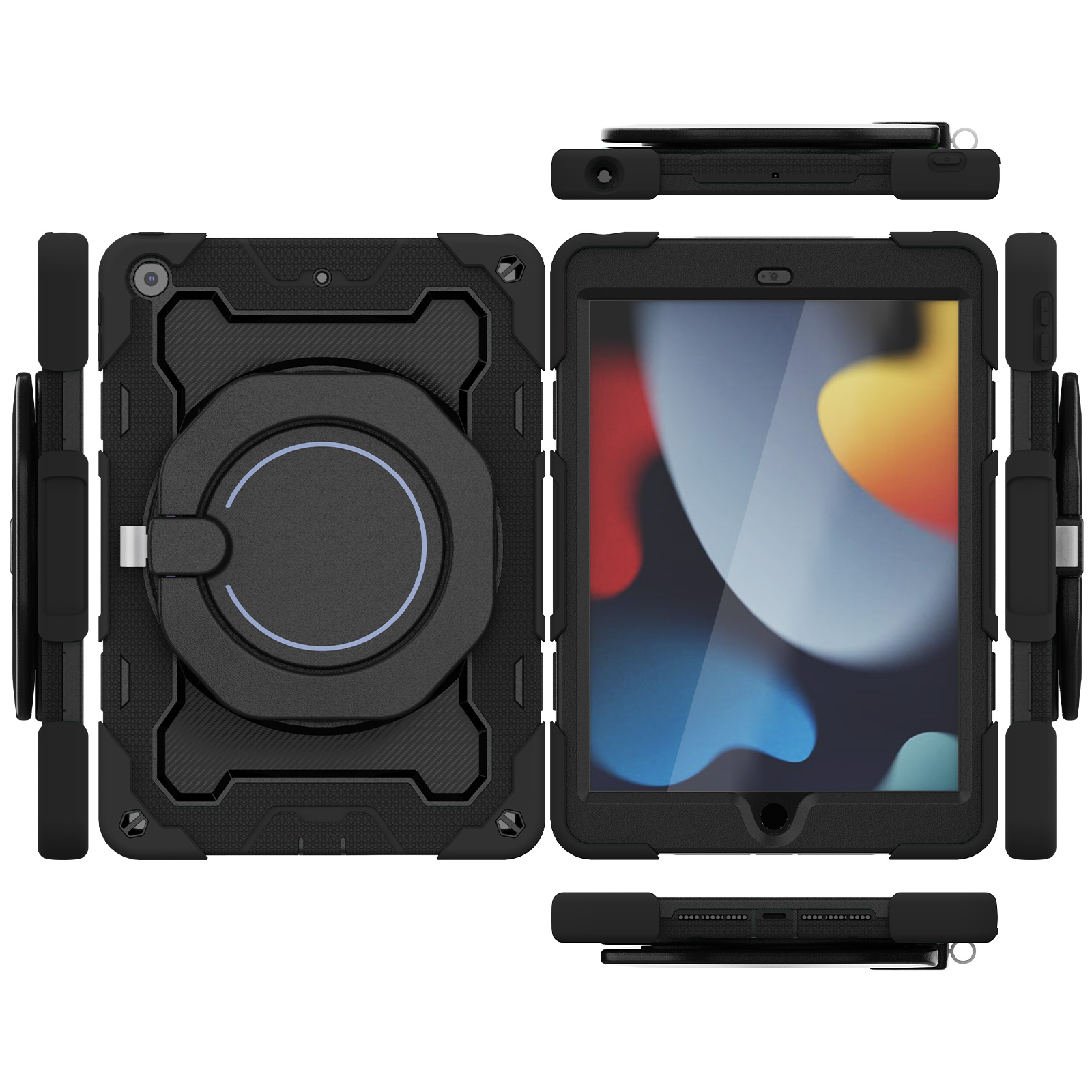 iPad Kickstand PC silicone PET Shoulder Strap Black Protective Case For iPad Mini 6