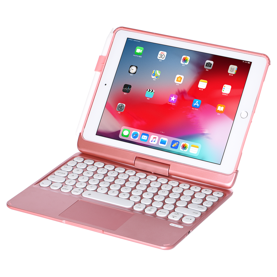 for iPad Bluetooth Wireless Keyboard Case with touchpad (With Backlit)