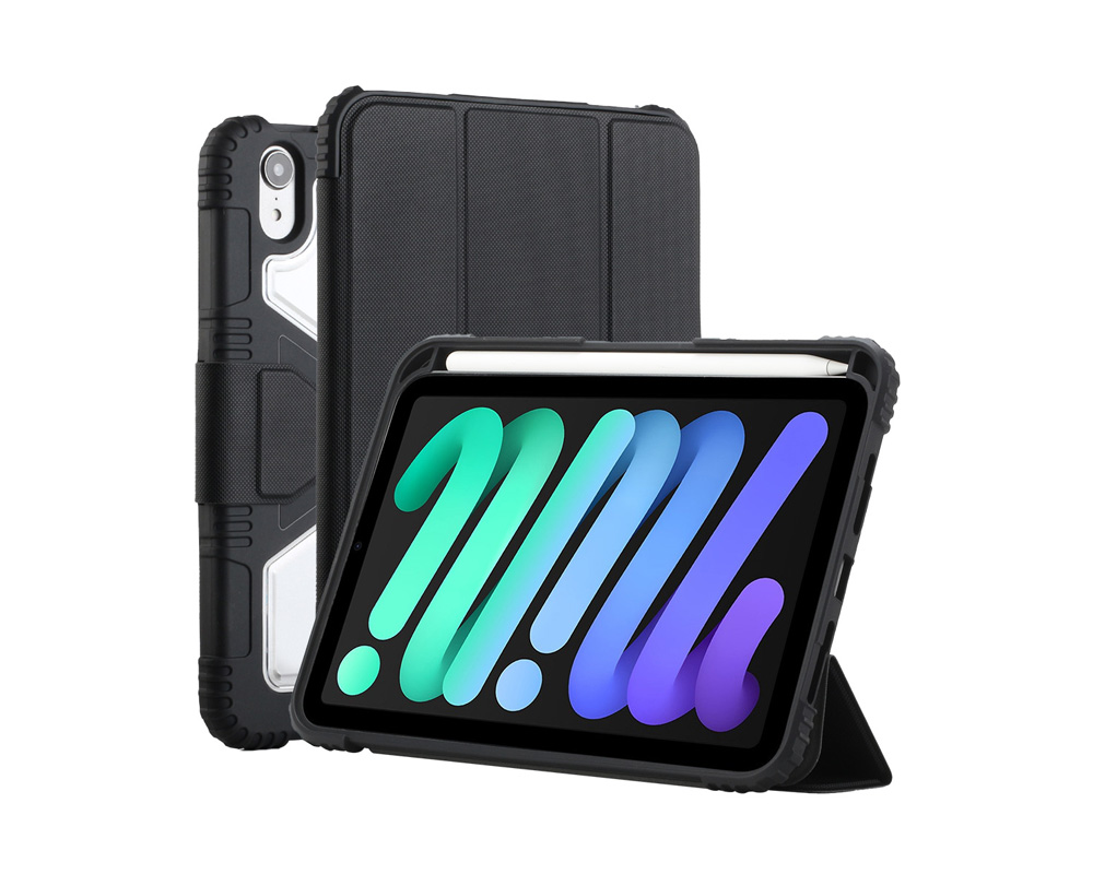 Three Fold Case With Transparent Back PC For iPad Mini 6 2021