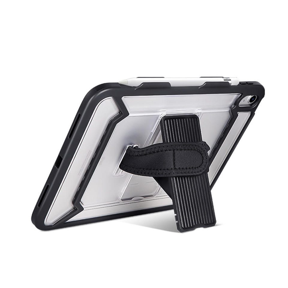 iPad PET TPU Acrylic PC Kickstand Transparent stand case with screen protecter for iPad