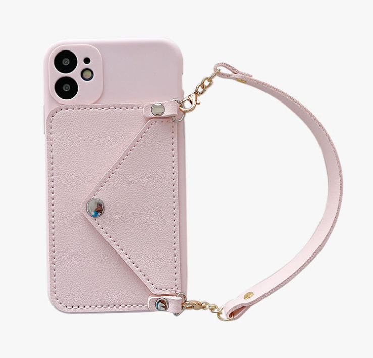 iPhone Wallet TPU PU Case Handbag Cover With Shoulder Strap