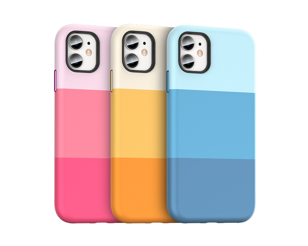 iPhone PU PC Microfiber Three Colors In One Phone Case