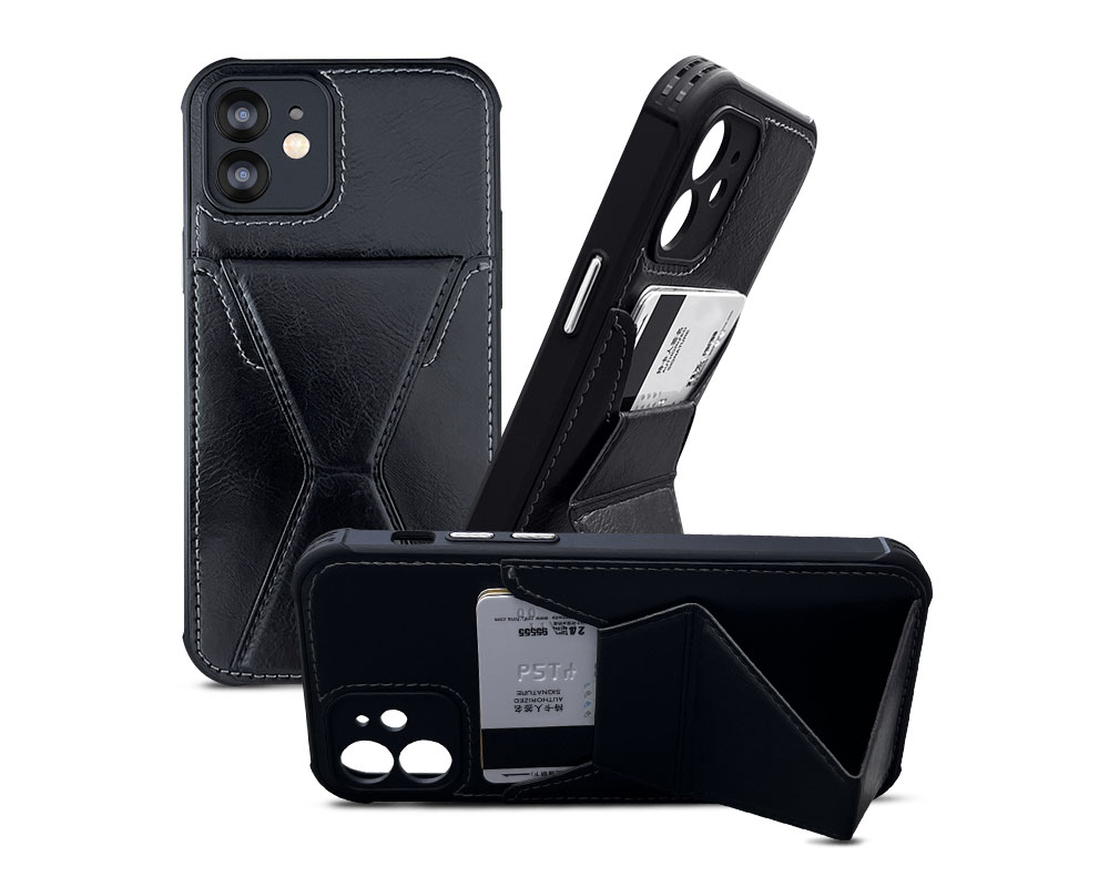 Pull-up iPhone leather tpu pu stand magnet phone case 