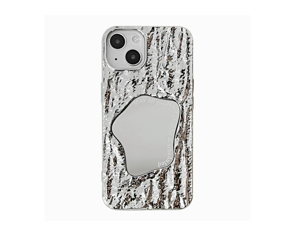 iPhone TPU Tree bark pattern phone case with mirror