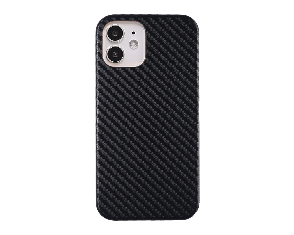 Wireless Charging Carbon Pattern iPhone leather PU PC Microfiber Metal Case with card holder