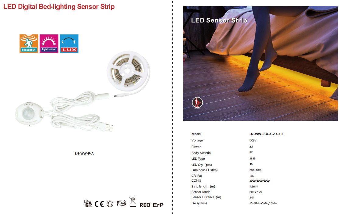 LED Digital Bed-lighting Sensor Strip