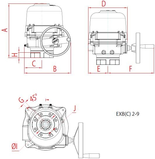 Exc (CG) & Exb (C) Series Aluminum Alloy Water-Proof Electric Actuator Quarter Turn