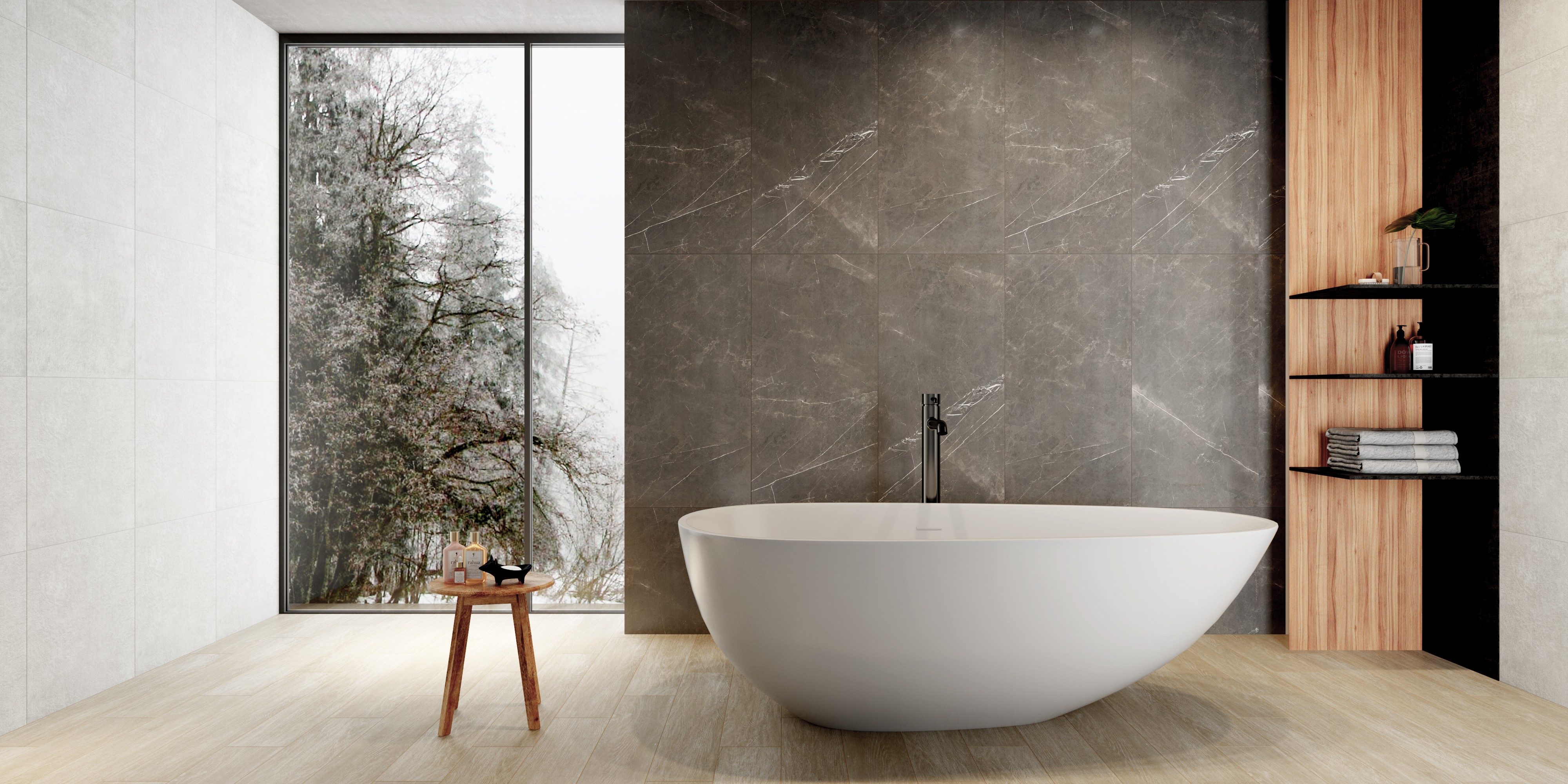 Modern gray bathroom remodel design idea