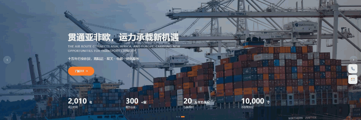 亚非欧跨境供应链范本多屏主标题轮播与常驻数据栏演示