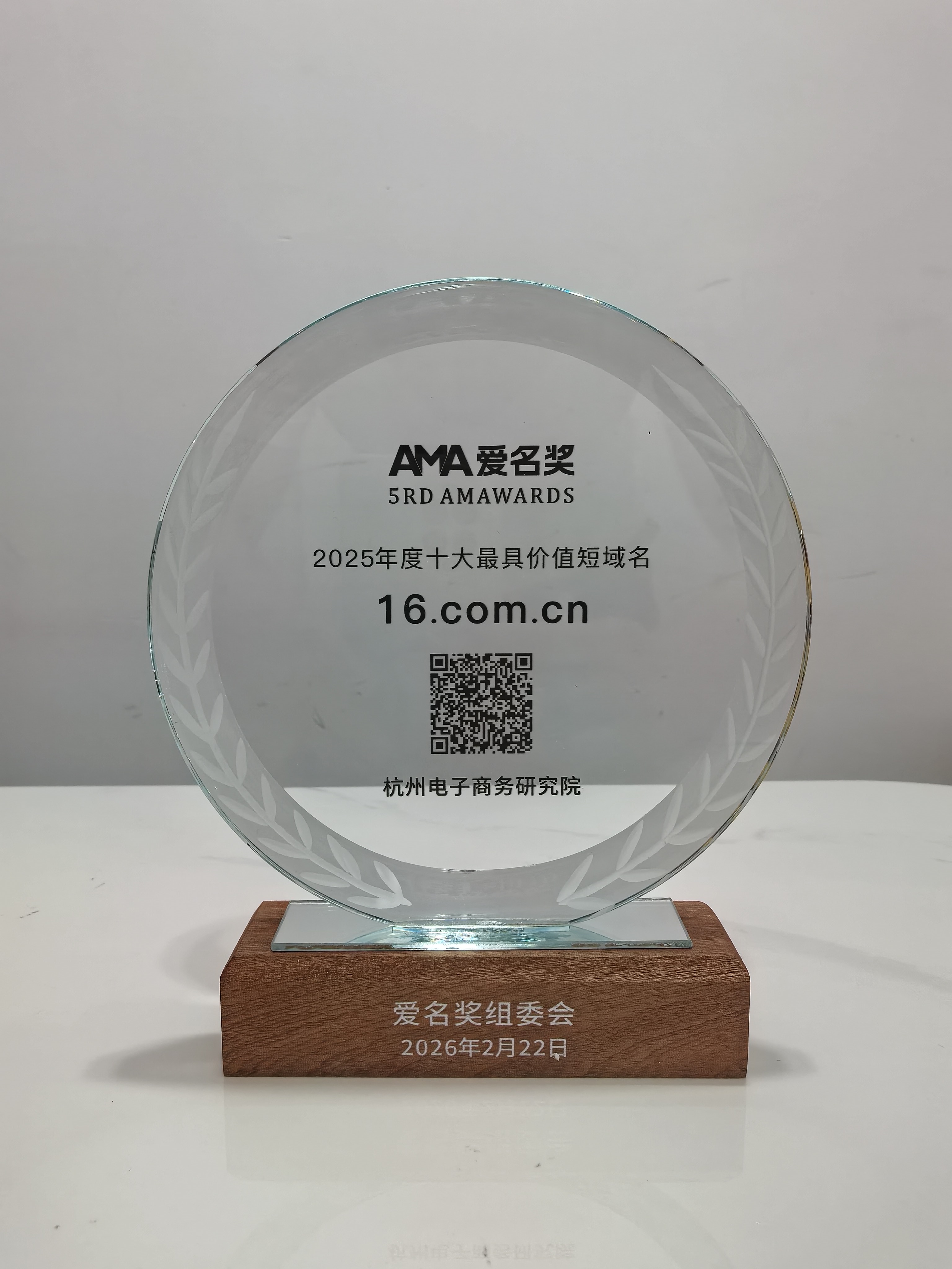“16.com.cn”荣获第五届（2026）爱名奖十大最具价值短域名