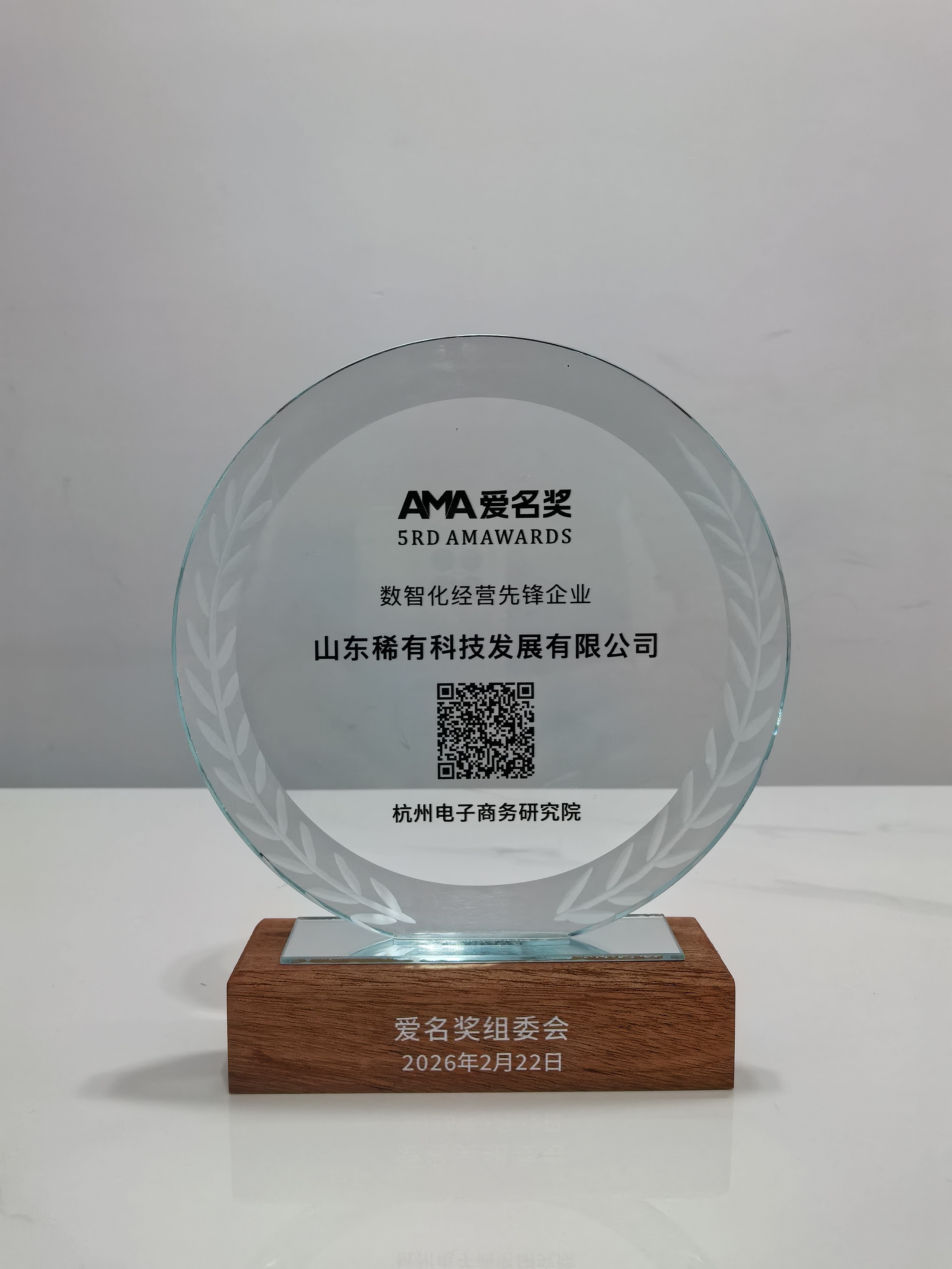 “山东稀有科技发展有限公司”网站荣获第五届（2026）爱名奖数智化经营先锋企业