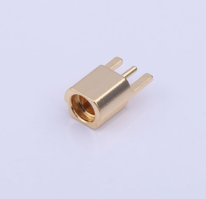 射频同轴连接器 内孔 镀金侧插破板式 OP-RF745003
