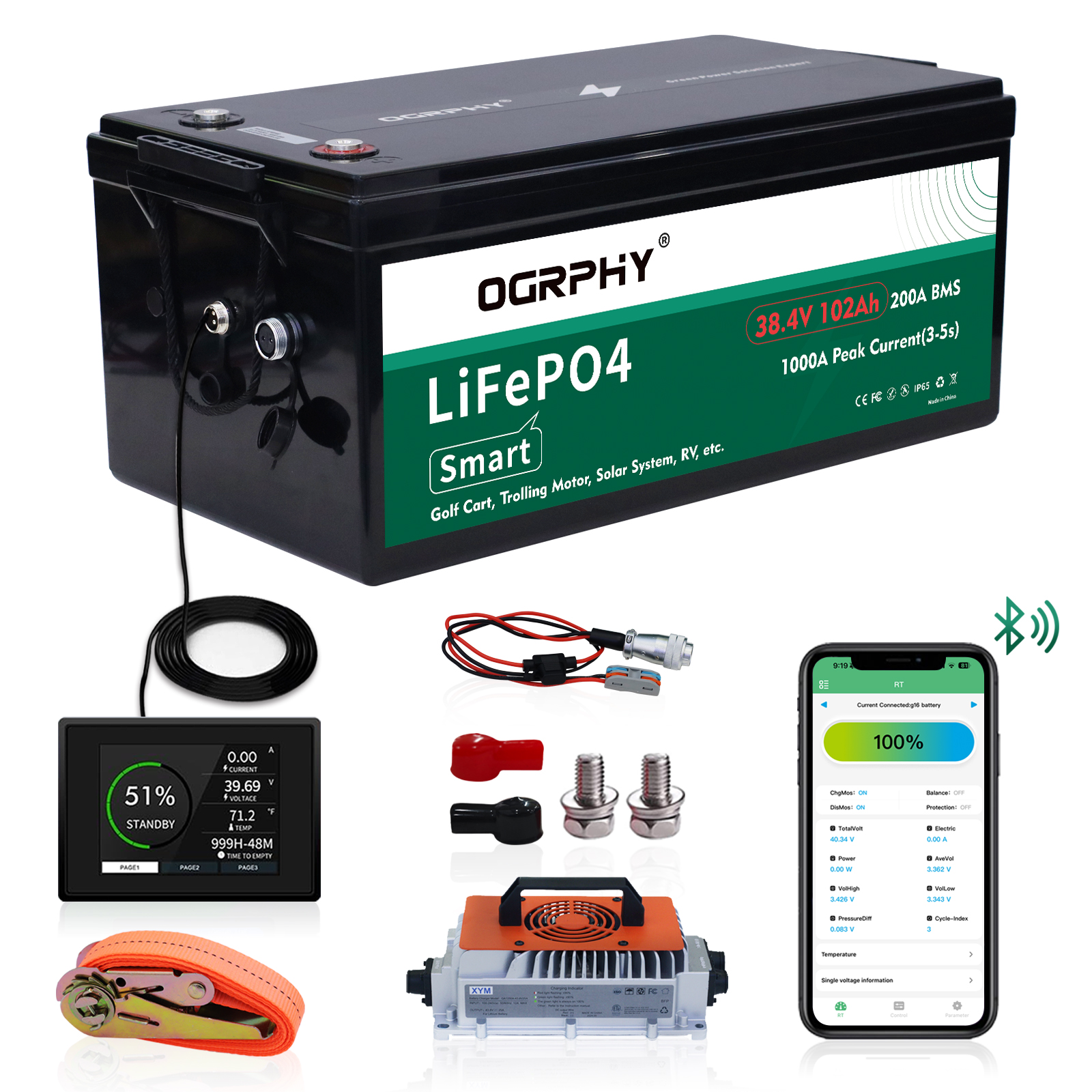 48V 102AH LiFePO4 Golf Cart Battery Kits