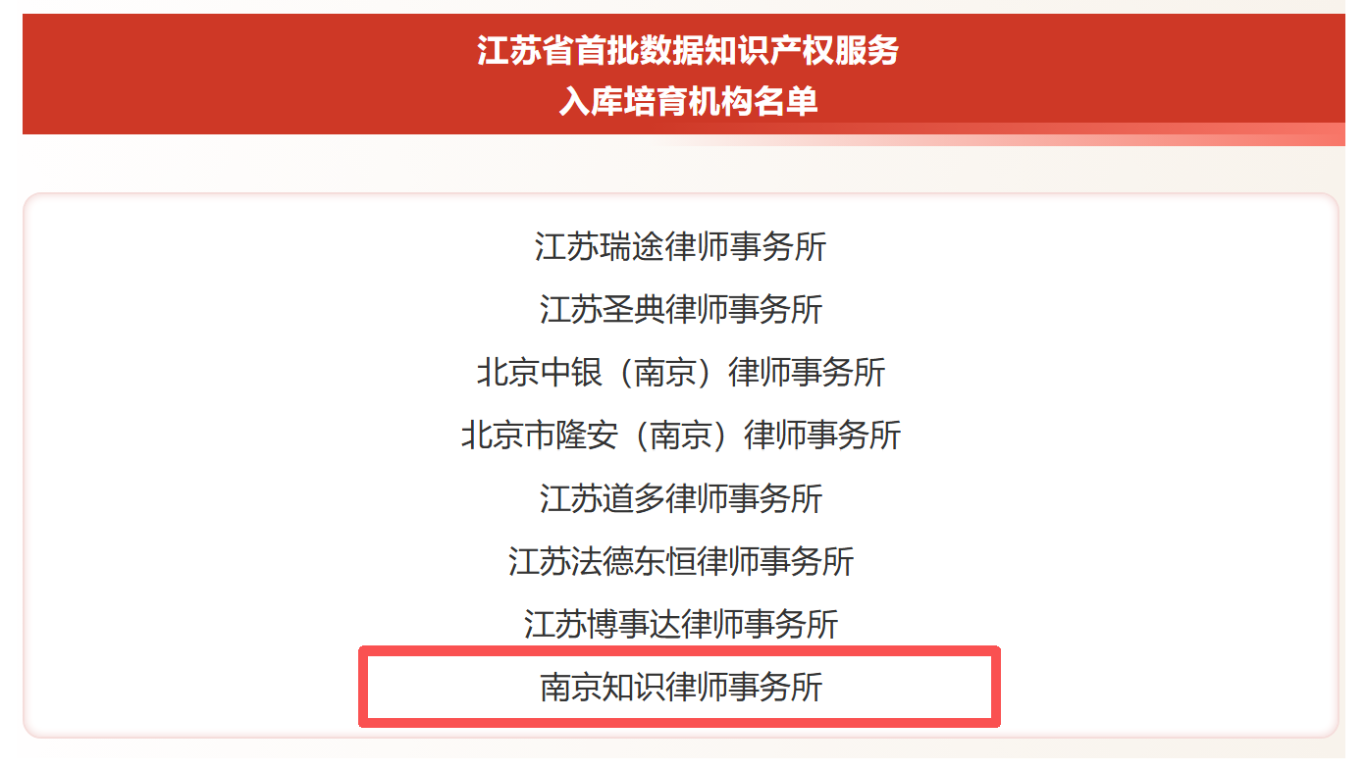 知识动态|知识所入选江苏省首批数据知识产权服务入库培育机构
