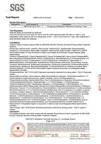 Chengrong PVC ultrafiltration membrane tested by SGS, complied with NSF/ANSI 58-2023 standard