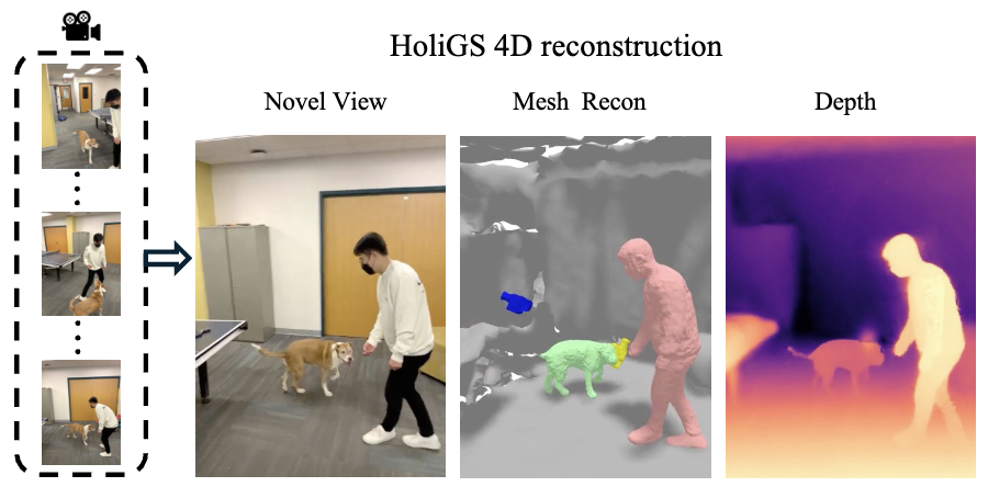 HoliGS: Holistic Gaussian Splatting for Embodied View Synthesis