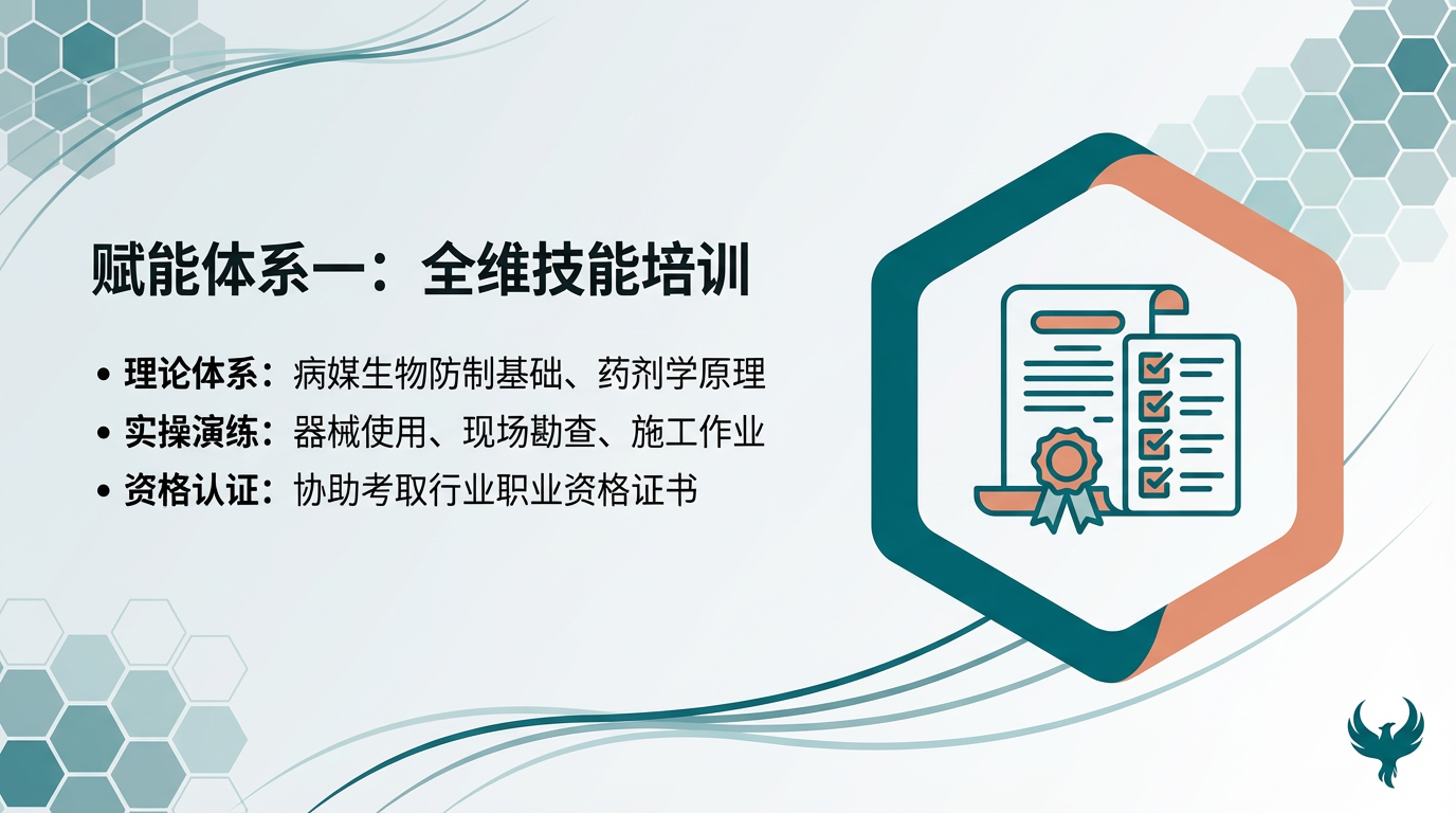 具有19年行业服务经验的专业性的消杀及虫害防制公司，系中国卫生有害生物防制协会理事单位，具有专业的消毒能力资质证书。