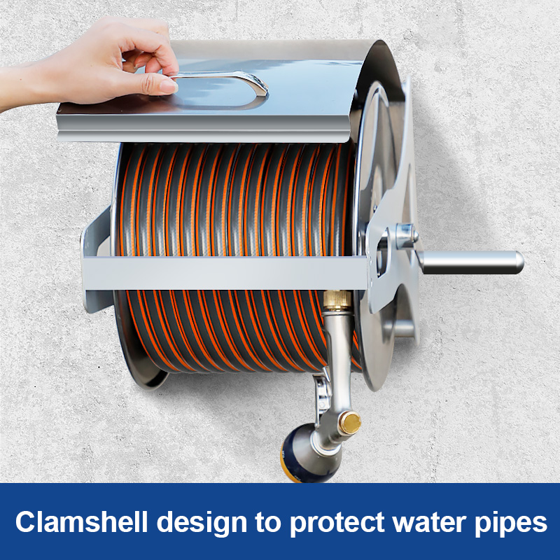 G3 Metal Hose Reel with Protect Cover Wall-Mounted Save Space Optional Water Guns Garden Irrigation Car Wash