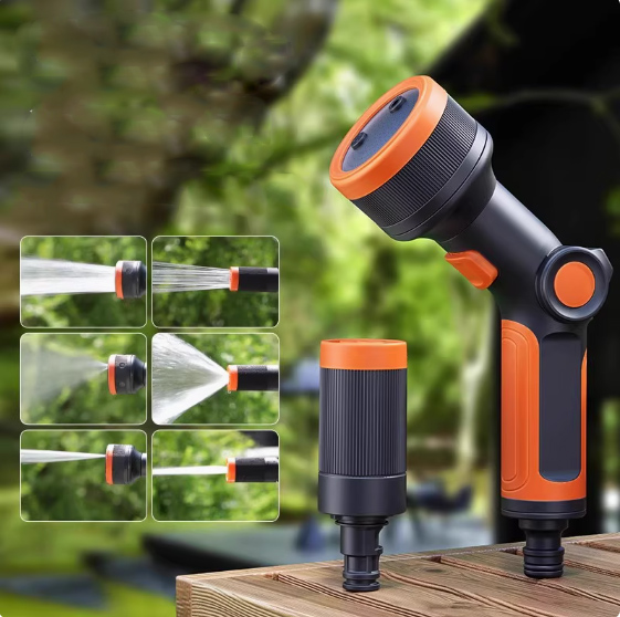 LY002 Two-in-one Water Gun Easy Exchange Nozzles 6 Patterns Garden Irrigation High Pressure Car Wash 