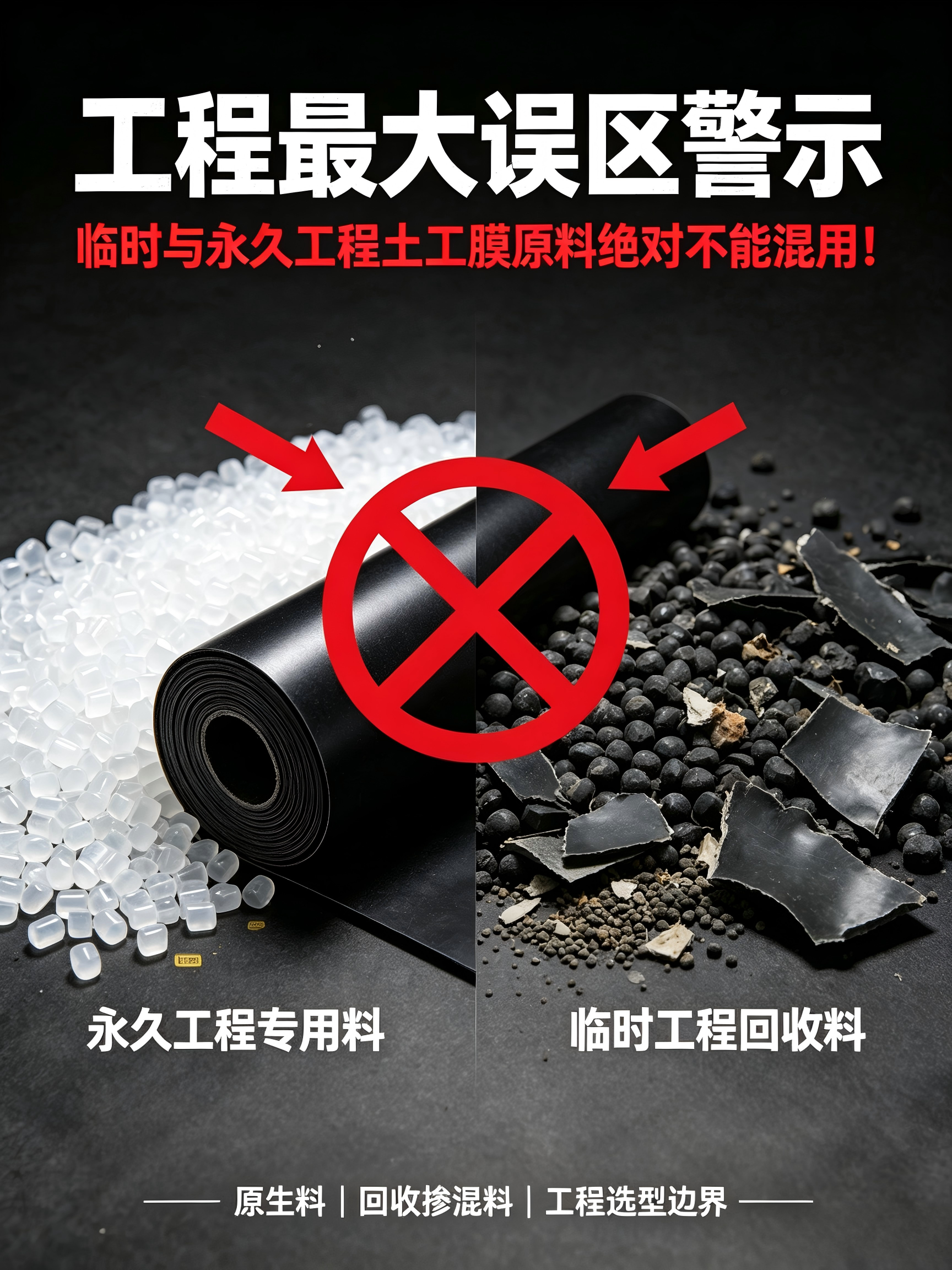 工程最大误区警示：临时与永久工程土工膜原料绝对不能混用！