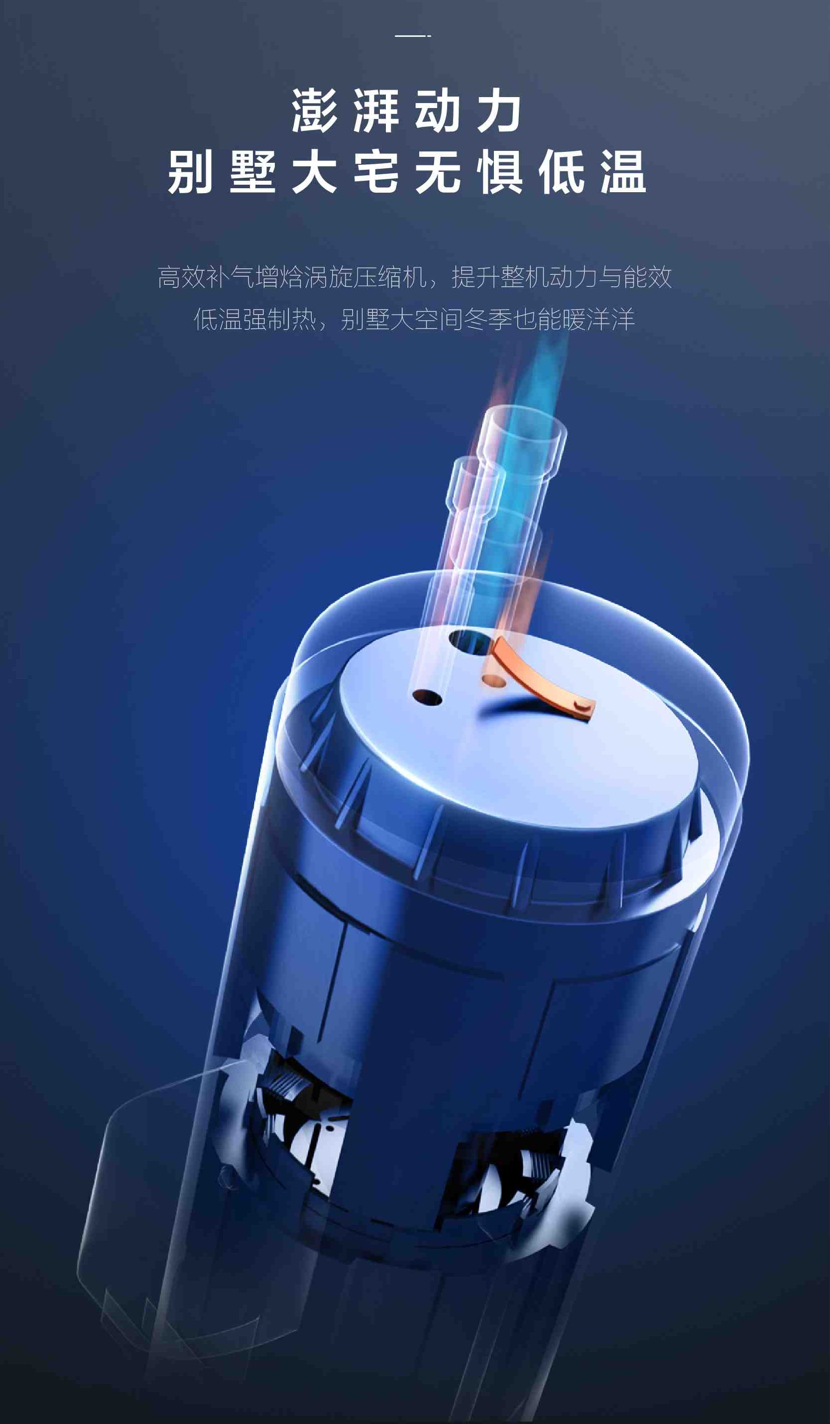 VAM尊睿别墅澎湃动力：高效补气增焓涡旋压缩机，低温强制热，别墅大宅无惧低温